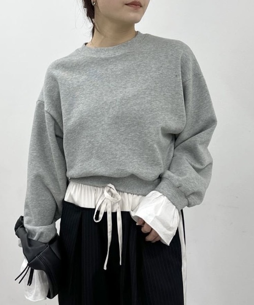 フリルカフスウェットトップ（スウェット）｜STYLEMIXER（スタイル