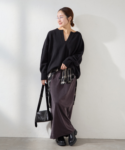 JOURNAL STANDARD（ジャーナルスタンダード）の「《追加》フィブリルキュプラジャージーマキシスカート（スカート・レディース・ブラウン/ブラック・FREE）」の11枚目の写真