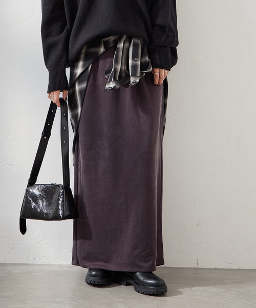 JOURNAL STANDARD（ジャーナルスタンダード）の「《追加》フィブリルキュプラジャージーマキシスカート（スカート・レディース・ブラウン/ブラック・FREE）」の12枚目の写真