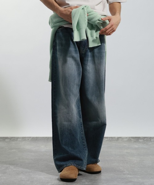 BAYFLOW(ベイフロー)の「コットンリネンバギーデニムパンツ(デニムパンツ・メンズ・ダークブルー/ブルー・LARGE/MEDIUM)」の1枚目の写真