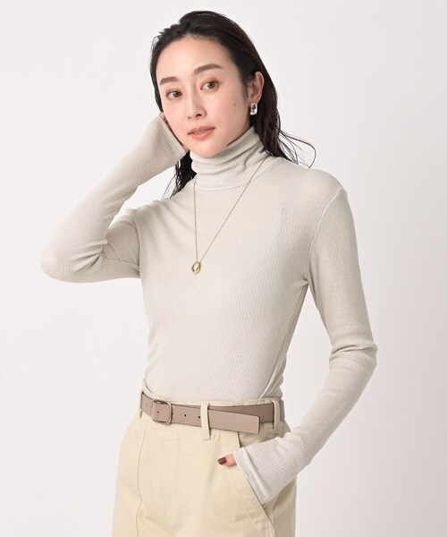 UNTITLED(アンタイトル)の「◆【洗える/レイヤードインナー】ナチュラルテレコハイネックプルオーバー(Tシャツ/カットソー・レディース・オフホワイト/ブラック/ライトグレー・00/02/04/44/48)」の21枚目の写真