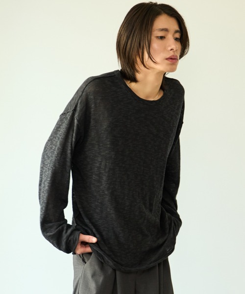 SINSS（シンス）の「Slub crew neck LS T-shirt / スラブクルーネックロングスリーブT（ニット/セーター・メンズ・ブラック/チャコール・LARGE/MEDIUM/SMALL/X-SMALL）」の10枚目の写真
