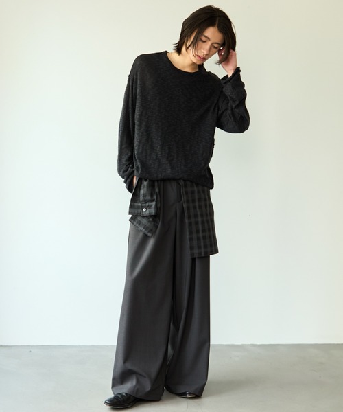 SINSS（シンス）の「Slub crew neck LS T-shirt / スラブクルーネックロングスリーブT（ニット/セーター・メンズ・ブラック/チャコール・LARGE/MEDIUM/SMALL/X-SMALL）」の14枚目の写真