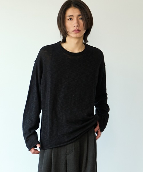 SINSS（シンス）の「Slub crew neck LS T-shirt / スラブクルーネックロングスリーブT（ニット/セーター・メンズ・ブラック/チャコール・LARGE/MEDIUM/SMALL/X-SMALL）」の7枚目の写真