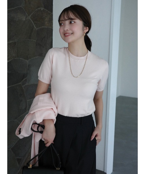 anuans（アニュアンス）の「ハーフスリーブニットプルオーバー（その他トップス・レディース・グレー/ミント/ライトピンク/アイボリー/ブラウン/ブラック・FREE）」の6枚目の写真