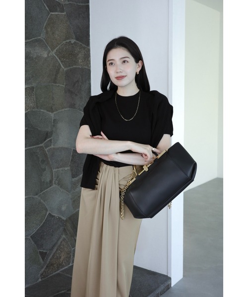 anuans（アニュアンス）の「ハーフスリーブニットプルオーバー（その他トップス・レディース・グレー/ミント/ライトピンク/アイボリー/ブラウン/ブラック・FREE）」の2枚目の写真