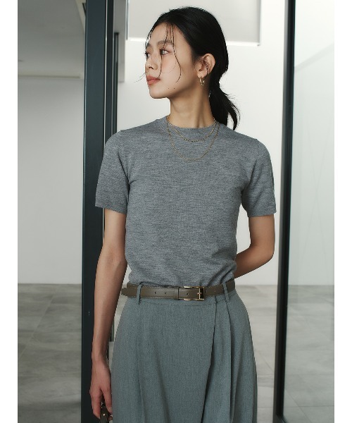 anuans（アニュアンス）の「ハーフスリーブニットプルオーバー（その他トップス・レディース・グレー/ミント/ライトピンク/アイボリー/ブラウン/ブラック・FREE）」の7枚目の写真