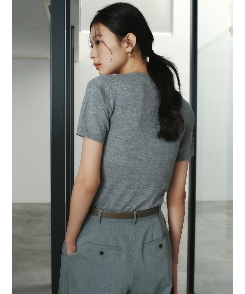 anuans（アニュアンス）の「ハーフスリーブニットプルオーバー（その他トップス・レディース・グレー/ミント/ライトピンク/アイボリー/ブラウン/ブラック・FREE）」の8枚目の写真