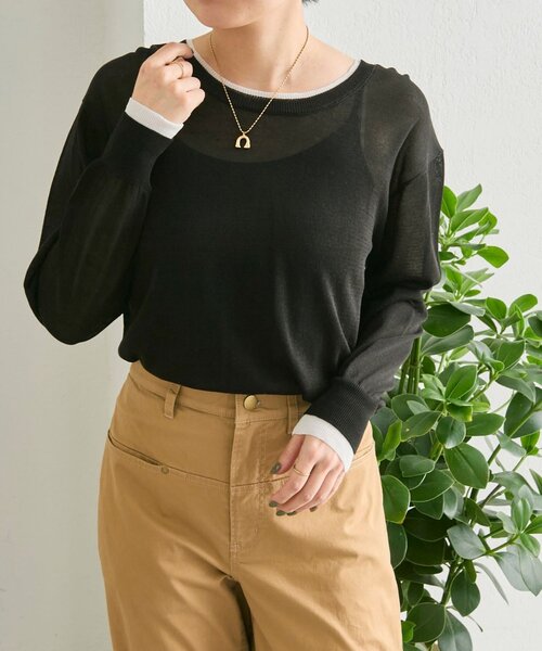 ear PAPILLONNER(イアパピヨネ)の「ラメラインカーディガン【SUM1 STYLE】(カーディガン/ボレロ・レディース・ライトグレー/ブラック・FREE)」の22枚目の写真