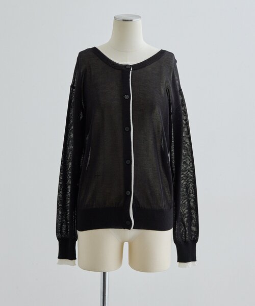 ear PAPILLONNER(イアパピヨネ)の「ラメラインカーディガン【SUM1 STYLE】(カーディガン/ボレロ・レディース・ライトグレー/ブラック・FREE)」の6枚目の写真