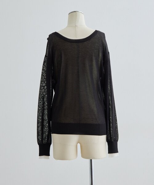 ear PAPILLONNER(イアパピヨネ)の「ラメラインカーディガン【SUM1 STYLE】(カーディガン/ボレロ・レディース・ライトグレー/ブラック・FREE)」の8枚目の写真