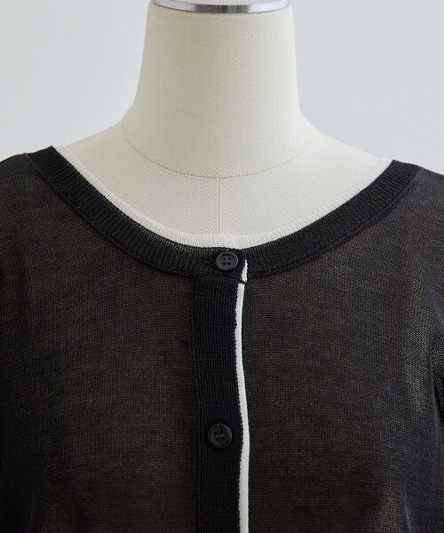 ear PAPILLONNER(イアパピヨネ)の「ラメラインカーディガン【SUM1 STYLE】(カーディガン/ボレロ・レディース・ライトグレー/ブラック・FREE)」の9枚目の写真