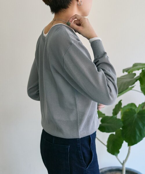 ear PAPILLONNER(イアパピヨネ)の「ラメラインカーディガン【SUM1 STYLE】(カーディガン/ボレロ・レディース・ライトグレー/ブラック・FREE)」の15枚目の写真