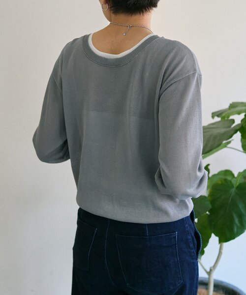 ear PAPILLONNER(イアパピヨネ)の「ラメラインカーディガン【SUM1 STYLE】(カーディガン/ボレロ・レディース・ライトグレー/ブラック・FREE)」の16枚目の写真