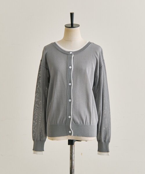 ear PAPILLONNER(イアパピヨネ)の「ラメラインカーディガン【SUM1 STYLE】(カーディガン/ボレロ・レディース・ライトグレー/ブラック・FREE)」の20枚目の写真