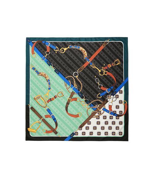 Mila Owen（ミラオーウェン）の「ベルトモチーフ柄スカーフ（バンダナ/スカーフ・レディース・オレンジ/グリーン・F）」の7枚目の写真