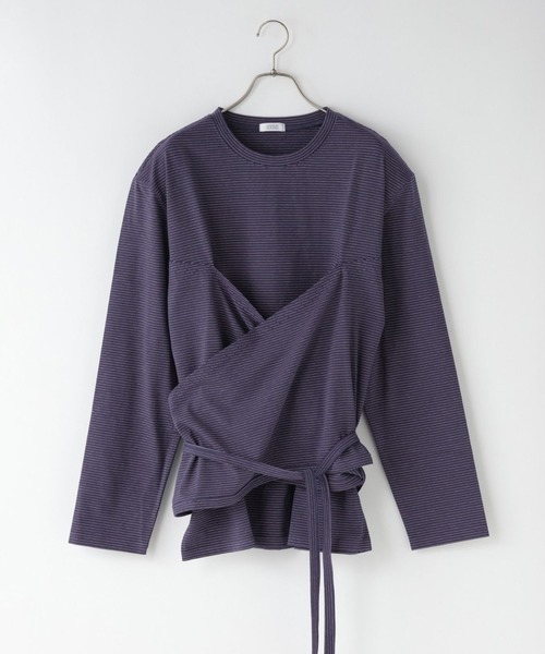 LOWRYS FARM(ローリーズファーム)の「マルチボーダーBIGショルダープルオーバー 638376(Tシャツ/カットソー・レディース・ネイビー/ベージュ・FREE)」の2枚目の写真