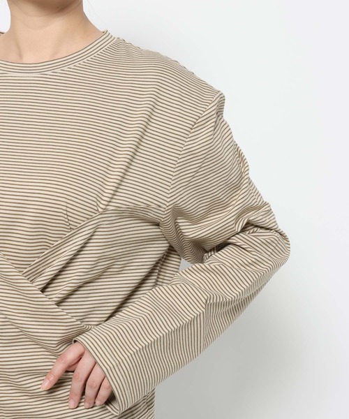 LOWRYS FARM(ローリーズファーム)の「マルチボーダーBIGショルダープルオーバー 638376(Tシャツ/カットソー・レディース・ネイビー/ベージュ・FREE)」の7枚目の写真