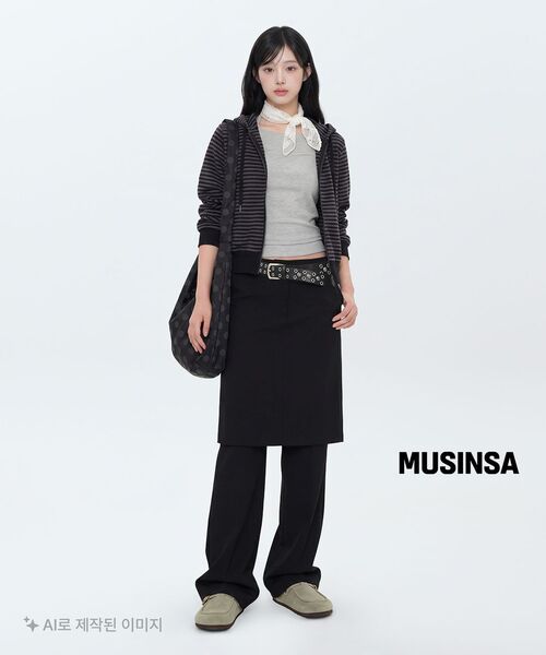 MUSINSA STANDARD WOMAN（ムシンサスタンダードウーマン）の「ウィメンズストライプフードパーカー[ブラック]（パーカー・レディース・その他・SMALL/MEDIUM/LARGE/X-SMALL）」の7枚目の写真