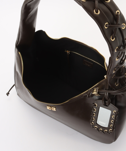 GANNI(ガニー)の「GANNI / ガニー/ Hobo Medium Laces Oleatex(ショルダーバッグ・レディース・カーキ・FREE)」の6枚目の写真