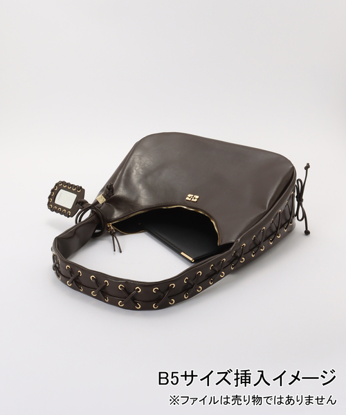 GANNI(ガニー)の「GANNI / ガニー/ Hobo Medium Laces Oleatex(ショルダーバッグ・レディース・カーキ・FREE)」の7枚目の写真