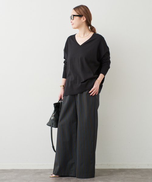 Deuxieme Classe（ドゥーズィエムクラス）の「Effortless Wool ストライプパンツ（その他パンツ・レディース・ダークブルー・38/36/34）」の6枚目の写真