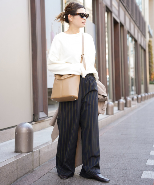 Deuxieme Classe（ドゥーズィエムクラス）の「Effortless Wool ストライプパンツ（その他パンツ・レディース・ダークブルー・38/36/34）」の8枚目の写真