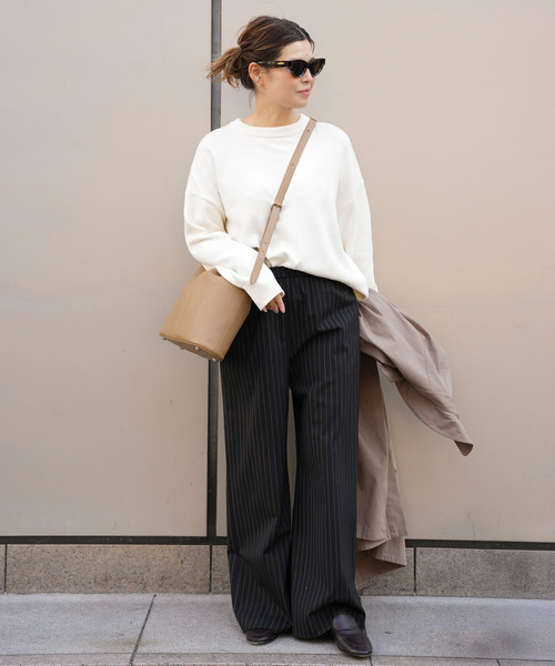 Deuxieme Classe（ドゥーズィエムクラス）の「Effortless Wool ストライプパンツ（その他パンツ・レディース・ダークブルー・38/36/34）」の10枚目の写真