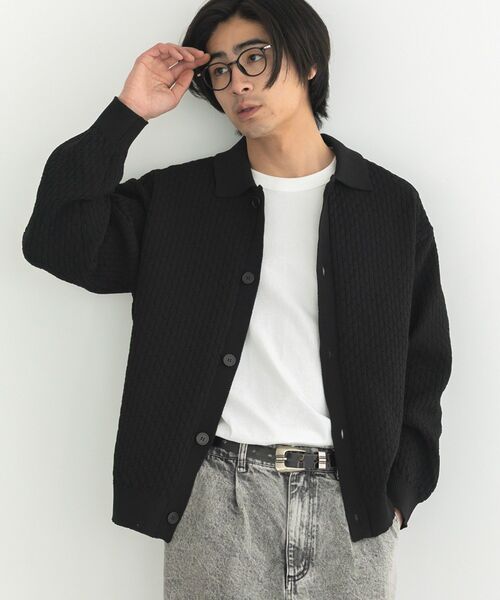 CRAFT STANDARD BOUTIQUE(クラフトスタンダードブティック)の「柄編みニットシャツカーディガン(カーディガン/ボレロ・メンズ・テラコッタ/ブラック/チャコールグレー・L/M)」の1枚目の写真