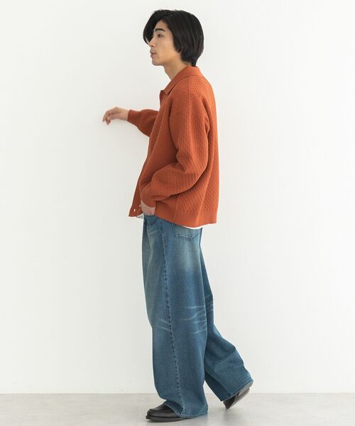CRAFT STANDARD BOUTIQUE（クラフトスタンダードブティック）の「柄編みニットシャツカーディガン（カーディガン/ボレロ・メンズ・テラコッタ/ブラック/チャコールグレー・L/M）」の18枚目の写真