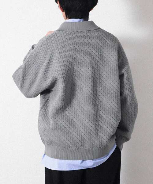 CRAFT STANDARD BOUTIQUE（クラフトスタンダードブティック）の「柄編みニットシャツカーディガン（カーディガン/ボレロ・メンズ・テラコッタ/ブラック/チャコールグレー・L/M）」の22枚目の写真