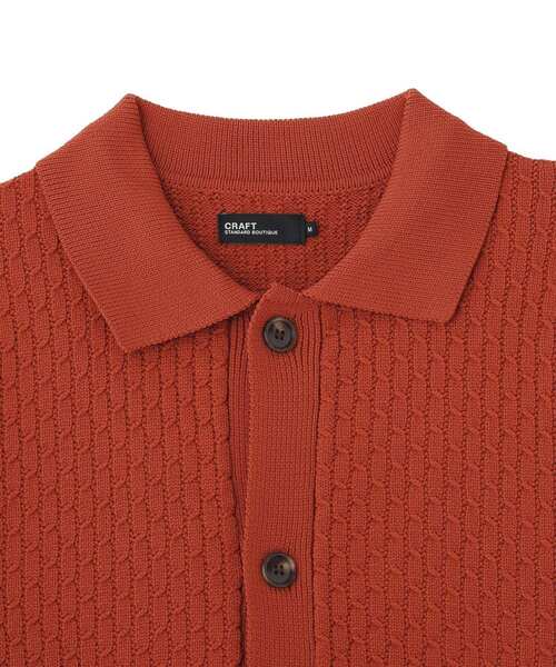 CRAFT STANDARD BOUTIQUE(クラフトスタンダードブティック)の「柄編みニットシャツカーディガン(カーディガン/ボレロ・メンズ・テラコッタ/ブラック/チャコールグレー・L/M)」の6枚目の写真