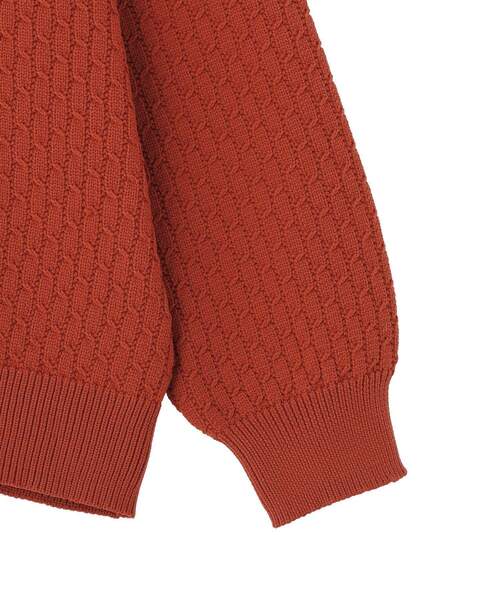 CRAFT STANDARD BOUTIQUE(クラフトスタンダードブティック)の「柄編みニットシャツカーディガン(カーディガン/ボレロ・メンズ・テラコッタ/ブラック/チャコールグレー・L/M)」の7枚目の写真