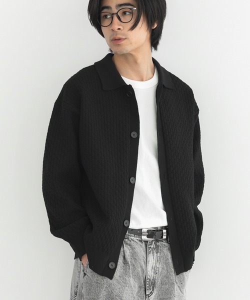 CRAFT STANDARD BOUTIQUE（クラフトスタンダードブティック）の「柄編みニットシャツカーディガン（カーディガン/ボレロ・メンズ・テラコッタ/ブラック/チャコールグレー・L/M）」の2枚目の写真