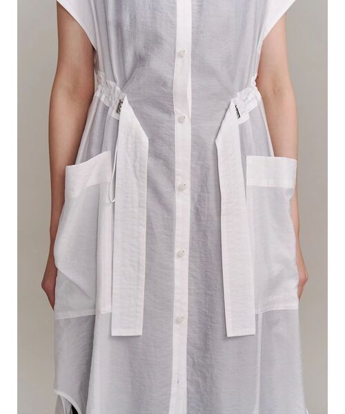 UN3D.（アンスリード）の「ROUND PARTS SHEER LONG SH / ラウンドパーツシアーロングシャツ（シャツ/ブラウス・レディース・ブラック/ホワイト・FREE）」の9枚目の写真