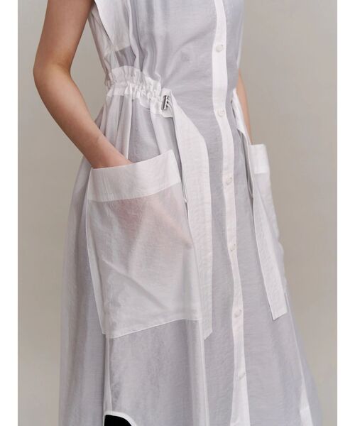 UN3D.（アンスリード）の「ROUND PARTS SHEER LONG SH / ラウンドパーツシアーロングシャツ（シャツ/ブラウス・レディース・ブラック/ホワイト・FREE）」の10枚目の写真