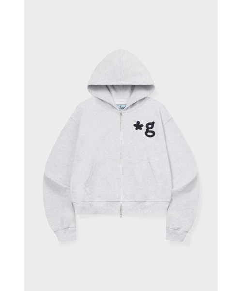 HAND WORK HOODIE ZIP-UP (LIGHT GREY)