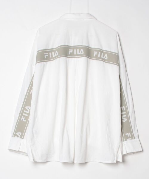 FILA（フィラ）の「FILA UV 前後差デザイン背裏モチーフシャツ（シャツ/ブラウス・レディース・オフホワイト/ブラック・MEDIUM/LARGE/LL/3L）」の3枚目の写真