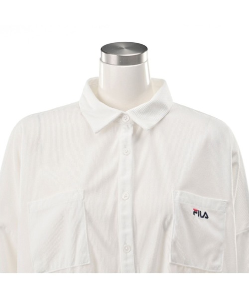 FILA（フィラ）の「FILA UV 前後差デザイン背裏モチーフシャツ（シャツ/ブラウス・レディース・オフホワイト/ブラック・MEDIUM/LARGE/LL/3L）」の5枚目の写真