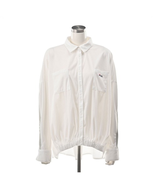 FILA（フィラ）の「FILA UV 前後差デザイン背裏モチーフシャツ（シャツ/ブラウス・レディース・オフホワイト/ブラック・MEDIUM/LARGE/LL/3L）」の6枚目の写真