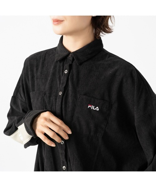 FILA（フィラ）の「FILA UV 前後差デザイン背裏モチーフシャツ（シャツ/ブラウス・レディース・オフホワイト/ブラック・MEDIUM/LARGE/LL/3L）」の10枚目の写真