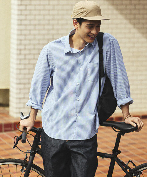 FREAK'S STORE（フリークスストア）の「AIRDRY HIGH TECHYARN ブロード レギュラーカラーシャツ ロングスリーブ/エアドライ ポリエステル 長袖シャツ（シャツ/ブラウス・メンズ・サックスブルー/ブルー/その他9/その他13・LARGE/MEDIUM/SMALL）」の9枚目の写真