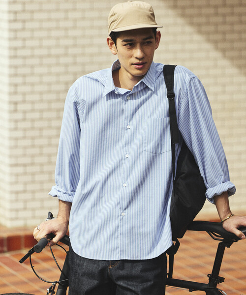 FREAK'S STORE（フリークスストア）の「AIRDRY HIGH TECHYARN ブロード レギュラーカラーシャツ ロングスリーブ/エアドライ ポリエステル 長袖シャツ（シャツ/ブラウス・メンズ・サックスブルー/ブルー/その他9/その他13・LARGE/MEDIUM/SMALL）」の11枚目の写真