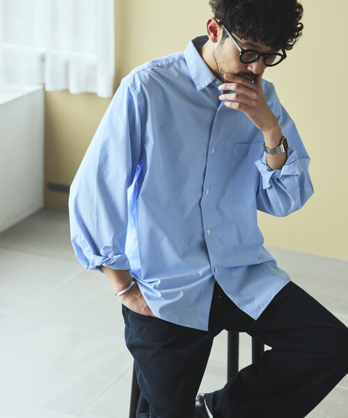 FREAK'S STORE（フリークスストア）の「AIRDRY HIGH TECHYARN ブロード レギュラーカラーシャツ ロングスリーブ/エアドライ ポリエステル 長袖シャツ（シャツ/ブラウス・メンズ・サックスブルー/ブルー/その他9/その他13・LARGE/MEDIUM/SMALL）」の20枚目の写真