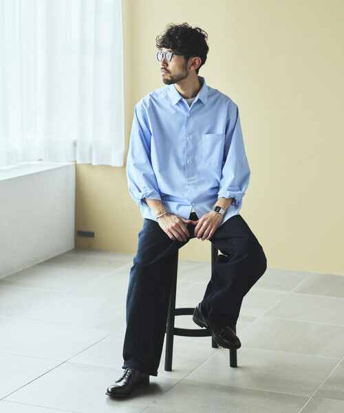 FREAK'S STORE（フリークスストア）の「AIRDRY HIGH TECHYARN ブロード レギュラーカラーシャツ ロングスリーブ/エアドライ ポリエステル 長袖シャツ（シャツ/ブラウス・メンズ・サックスブルー/ブルー/その他9/その他13・LARGE/MEDIUM/SMALL）」の21枚目の写真