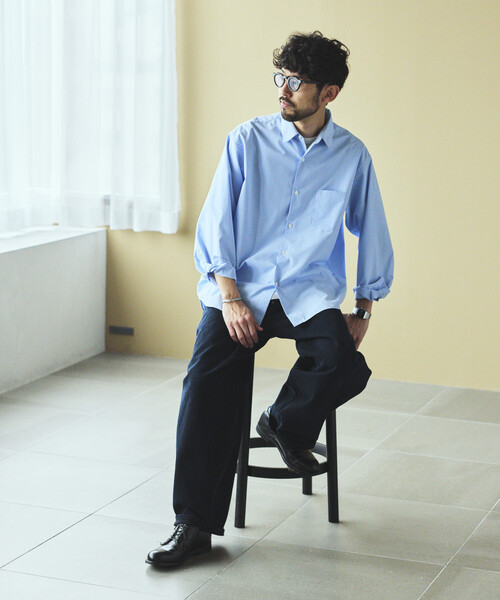 FREAK'S STORE（フリークスストア）の「AIRDRY HIGH TECHYARN ブロード レギュラーカラーシャツ ロングスリーブ/エアドライ ポリエステル 長袖シャツ（シャツ/ブラウス・メンズ・サックスブルー/ブルー/その他9/その他13・LARGE/MEDIUM/SMALL）」の22枚目の写真