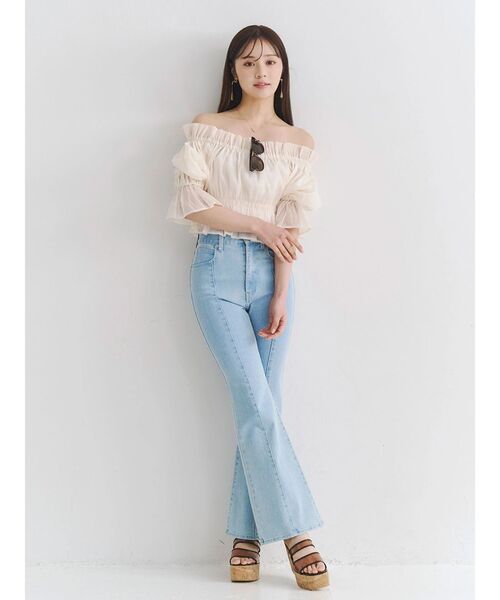 MERCURYDUO（マーキュリーデュオ）の「2WAYオフショル五分袖シャーリングブラウス（シャツ/ブラウス・レディース・ラベンダー/ネイビー/アイボリー・FREE）」の10枚目の写真