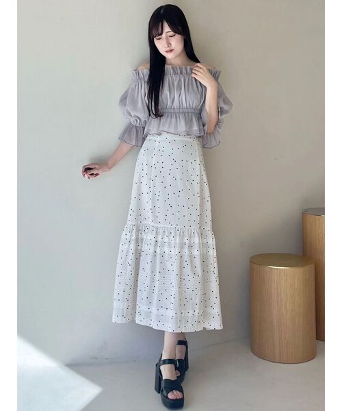 MERCURYDUO（マーキュリーデュオ）の「2WAYオフショル五分袖シャーリングブラウス（シャツ/ブラウス・レディース・ラベンダー/ネイビー/アイボリー・FREE）」の13枚目の写真