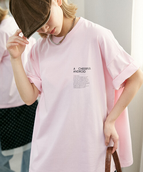 PUBLUX(パブリュクス)の「PUBLUX/パブリュクス <機能性素材>LOVE POP STUDIO CHEERFUL タイポグラフィー Tシャツ 限定展開(Tシャツ/カットソー・メンズ・ブラック/ネイビー/ピンク/ホワイト・LARGE/MEDIUM/SMALL)」の5枚目の写真