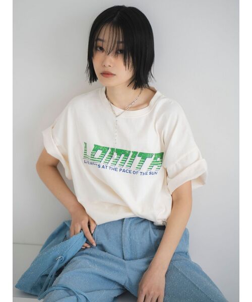 Ungrid（アングリッド）の「ヴィンテージロゴルーズTee（Tシャツ/カットソー・レディース・オレンジ/レッド/アイボリー/チャコールグレー・FREE）」の2枚目の写真